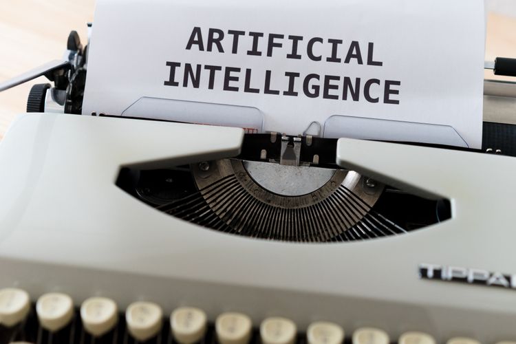 AI concept with typewriter