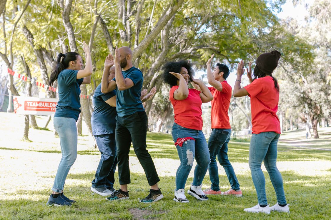 Professional team training and collaboration in modern workplace