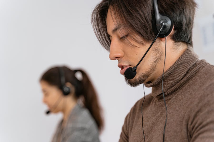 Customer service team helping a client