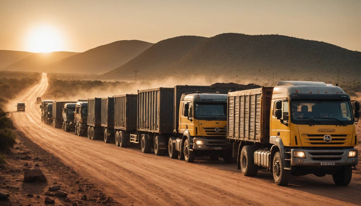 Truck queue at Southern Africa border crossing