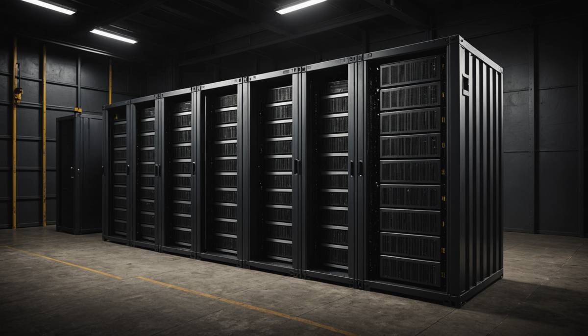 High-end server racks packed in a wooden shipping crate