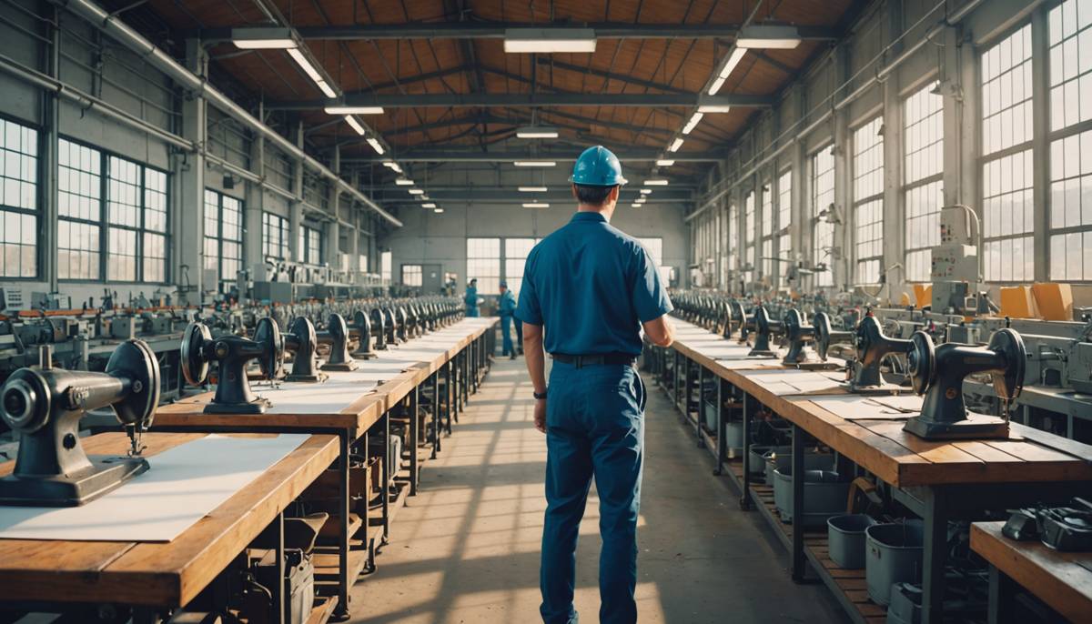 Quality control inspector auditing a textile factory floor