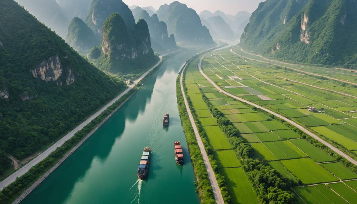 Container transport route from Nanning toward Qinzhou port