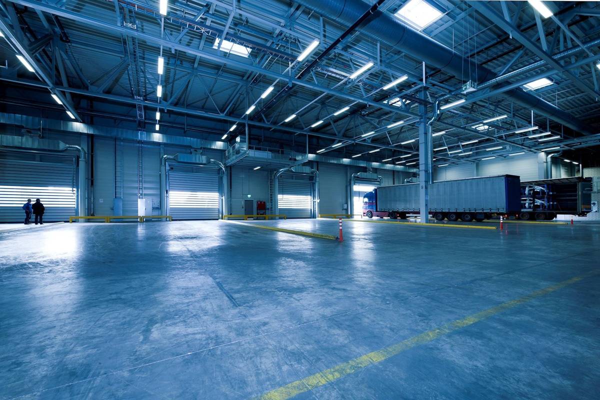 Idle loading dock with parked trailers and no workers