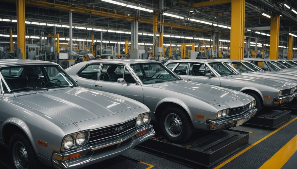 Identical cars on an assembly line